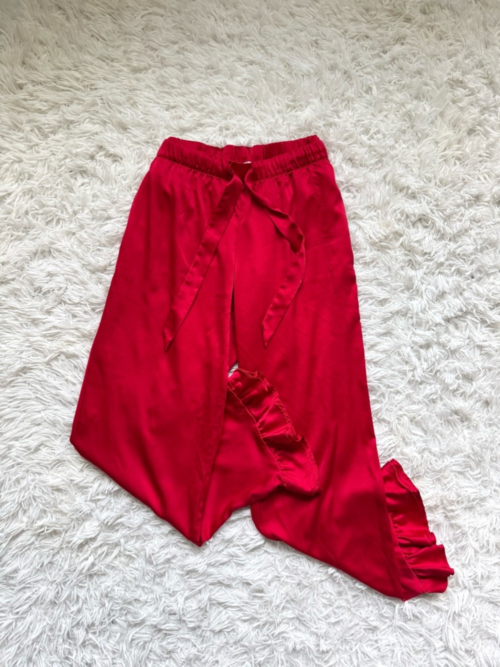 Victoria's Secret Red Satin Ruffle Pajama Pants